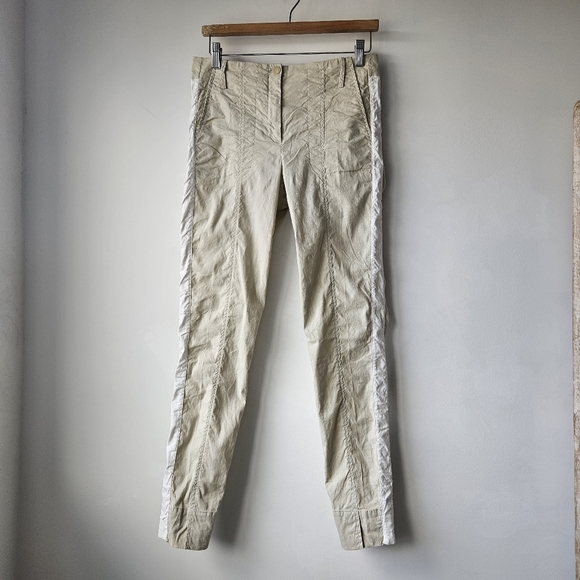 Annette Goertz Germany 2020 Cream And White Stripe Split Hem Leisure Pants - Picture 4 of 15